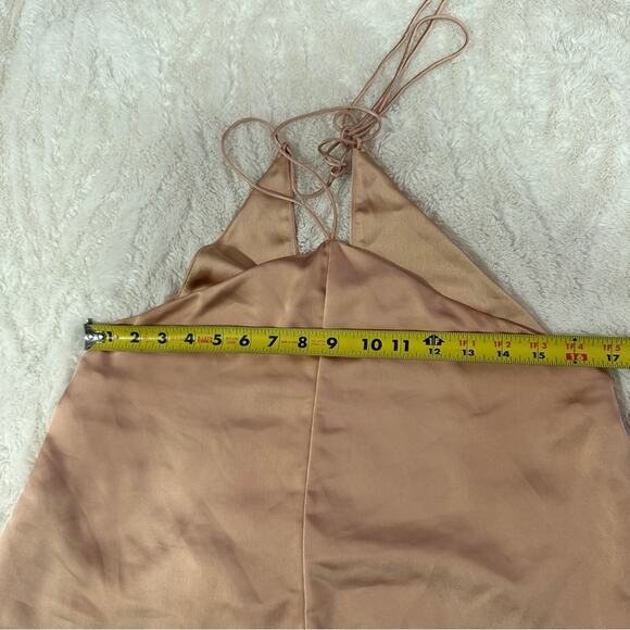 Obando Collective Size 2 Gold Pink Elegant Satin Halter Top Silky Tank Shell - Picture 14 of 16